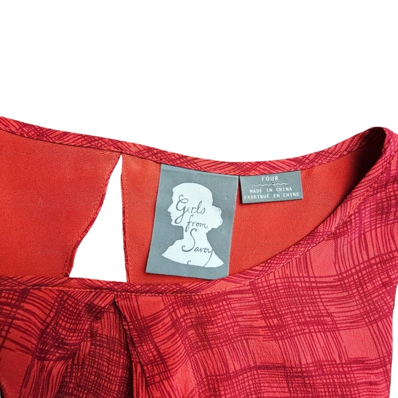 ANTHRO Girls From Savoy Red Goji Plaid Silk Sleeveless Dress Size 4 - Picture 4 of 15